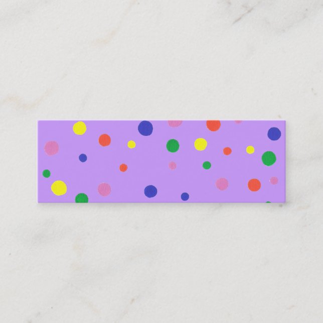 Mini Bookmark cards with colourful polka dots (Front)