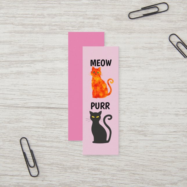 MINI BOOKMARKER BLACK CAT GINGER BOOKMARK MINI BUSINESS CARD (Front/Back In Situ)