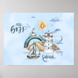 Mini Boss Ship In the Ocean Customizable Poster