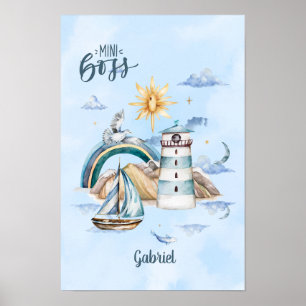Mini Boss Ship In the Ocean Customizable Poster