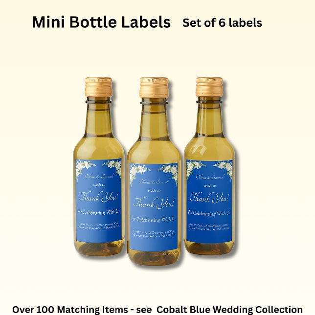 Mini Bottle Labels, Cobalt Blue Wine Label (Creator Uploaded)