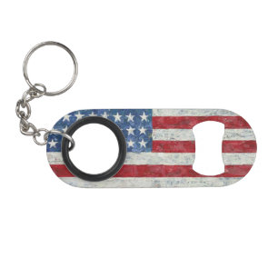 Mini Bottle Opener Keychain - USA Flag