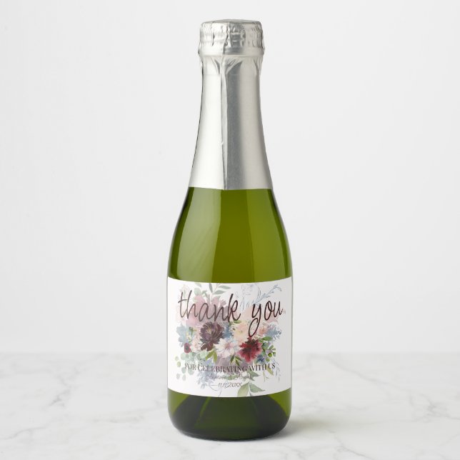 Mini Bouteille de vin Étiquette Merci (Devant)