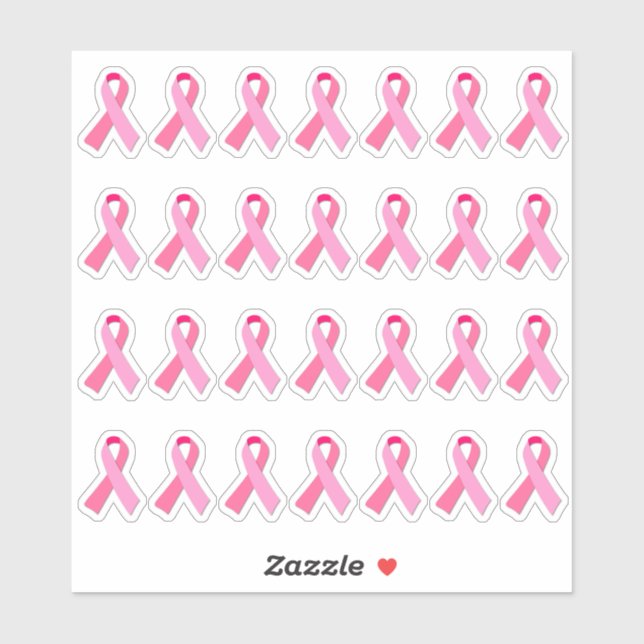 Mini Breast Cancer Awareness Pink Ribbon X 28 (Sheet)