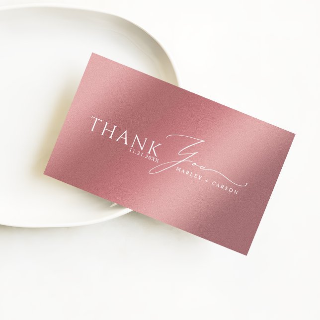 Mini Budget Modern Rose Gold Wedding Thank You Card (Creator Uploaded)