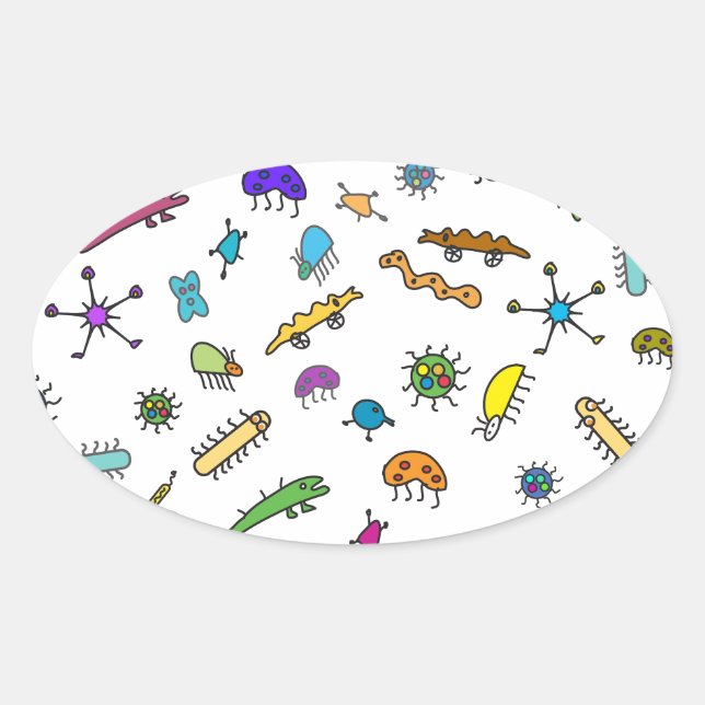 Mini Bugs and Mini Beasts Oval Sticker (Front)