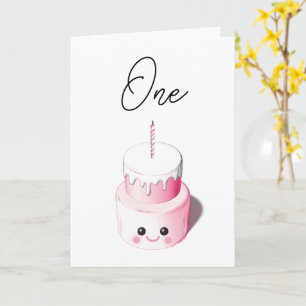 Mini Cake 1st Birthday Card for Girl
