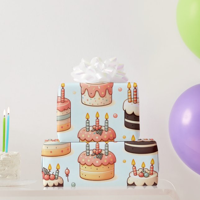 Mini Cake and Candle Wrapping Paper 30x15 (Party Gifts)