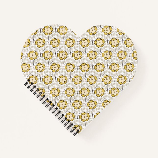 Mini Camellia Bliss Yellow Grey Notebook (Front)
