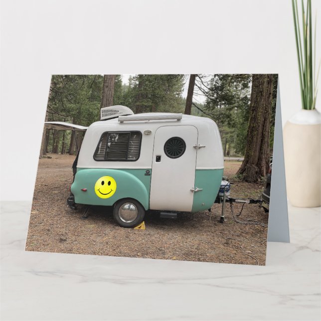 MINI CAMPER TRAILER HAPPY BIRTHDAY cards (Front)