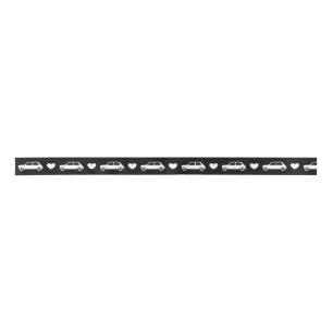 Mini Car Hearts Black Satin Ribbon