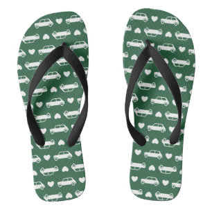 Mini Car Hearts Green Flip Flops