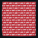 Mini Car Hearts Red Bandana<br><div class="desc">Mini Coopers paired with a hearts. If you would like different colorways or sizes,  please let me know! Made for all those who love classic British cars,  especially the Austin Mini,  Morris Mini,  etc.</div>