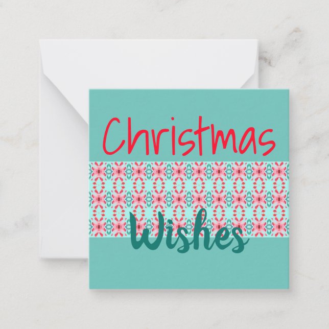 Mini carte de Noël en rouge Turquoise et rose (Devant)