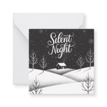 Mini carte de Noël noir et blanc de nuit