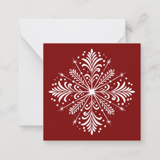 Mini carte de Noël Red and White Snowflake (Devant)