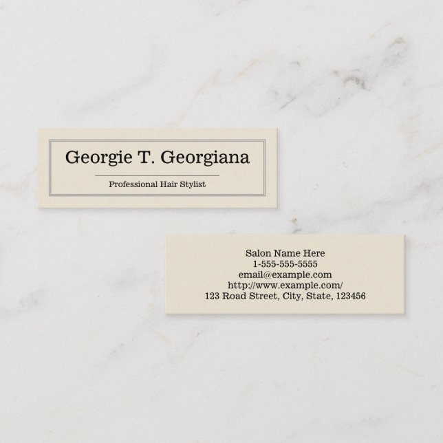 Mini Carte de visite beige, simple, propre, (Devant / Derrière)