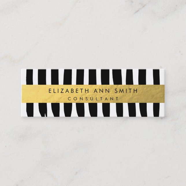 Mini Carte de visite chic d'effet maigre d'or (Devant)