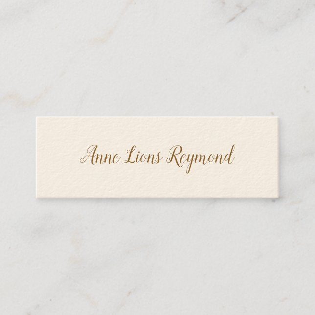 Mini carte de visite crème signature avec nom de script (Devant)