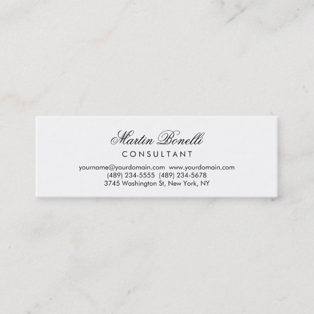 Mini Carte de visite de calligraphie minimaliste mince (Devant)