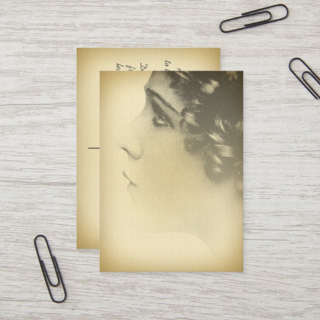 Mini carte de visite de carte postale de portrait (Devant/Arrière en situation)