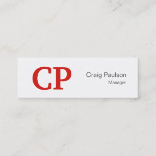 Mini Carte de visite de Monogramme blanc rouge tendance