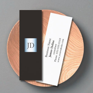 Mini Carte de visite de monogramme gris bleu profession