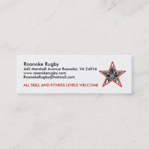 MINI CARTE DE VISITE DE RUGBY DE ROANOKE