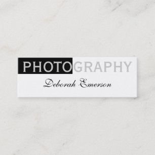 Mini Carte de visite de script noir blanc fin moderne