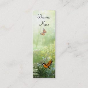 Mini Carte de visite Fleurs jaunes Oiseaux Mince