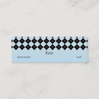 Mini Carte de visite maigre à motifs de losanges bleu
