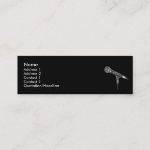 Mini carte de visite maigre noir rond de microphone