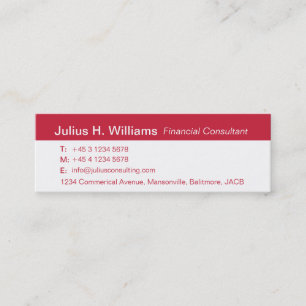 Mini Carte de visite maigre rouge et blanc simple de
