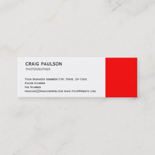 Mini Carte de visite noir blanc rouge moderne
