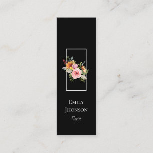 Mini Carte de visite noir Flower simple et élégant