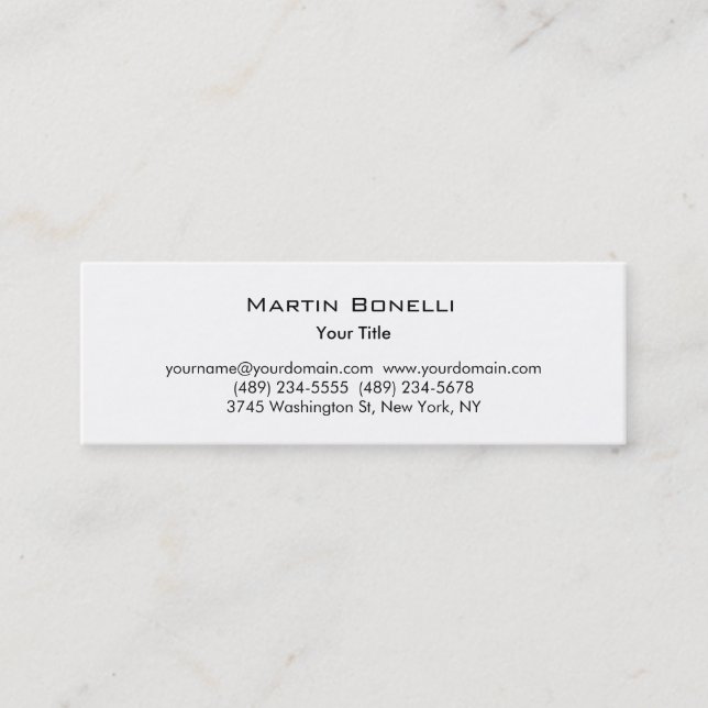 Mini Carte de visite professionnel moderne simple blanc (Devant)