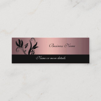 Mini Carte de visite rose pâle noir floral mince