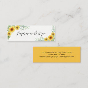 Mini carte de visite rustique chic tournesol