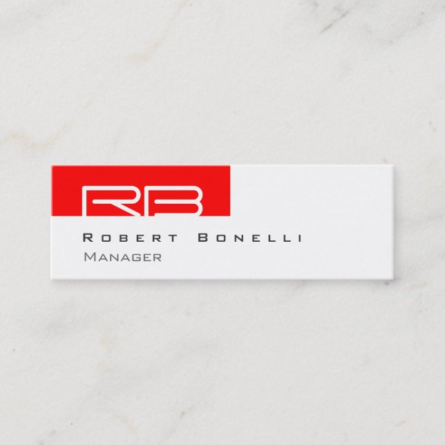 Mini Carte de visite Slim Red White Monogram Manager (Devant)