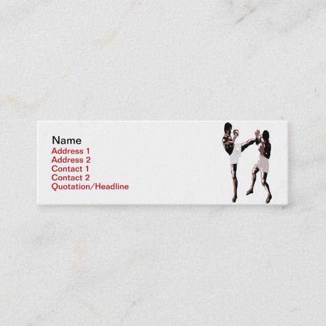 Mini Carte de visite thaïlandais de boxe de Muay (Devant)