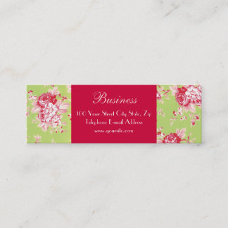 Mini Carte de visite vert maigre 2 de roses chics