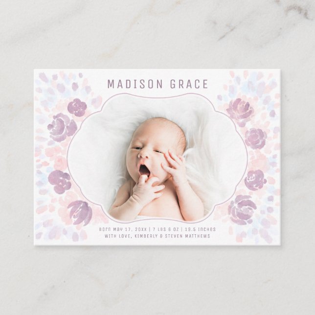 Mini carte photo pour bébé pétale Faire-part de na (Devant)