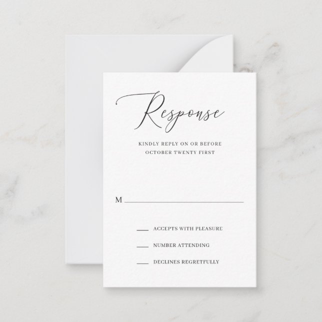Mini carte RSVP de mariage simple et élégant (Devant)