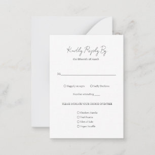 Mini carte RSVP Mariage classique simple et élégan