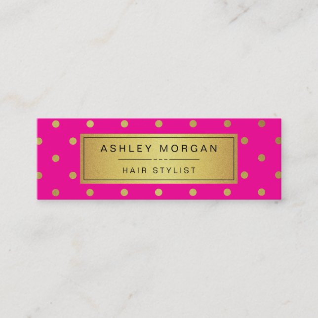 Mini carte stylist cheveux - points or blanc rose (Devant)