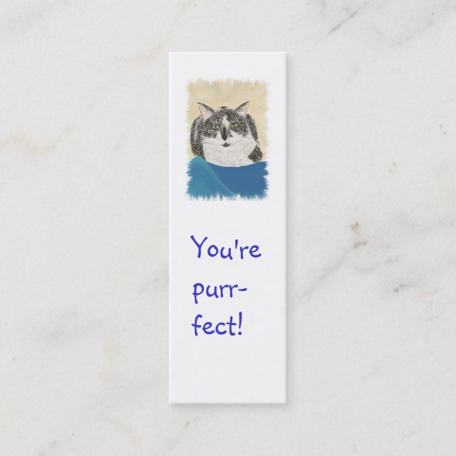 Mini cartes de signet, chat de smoking (Devant)