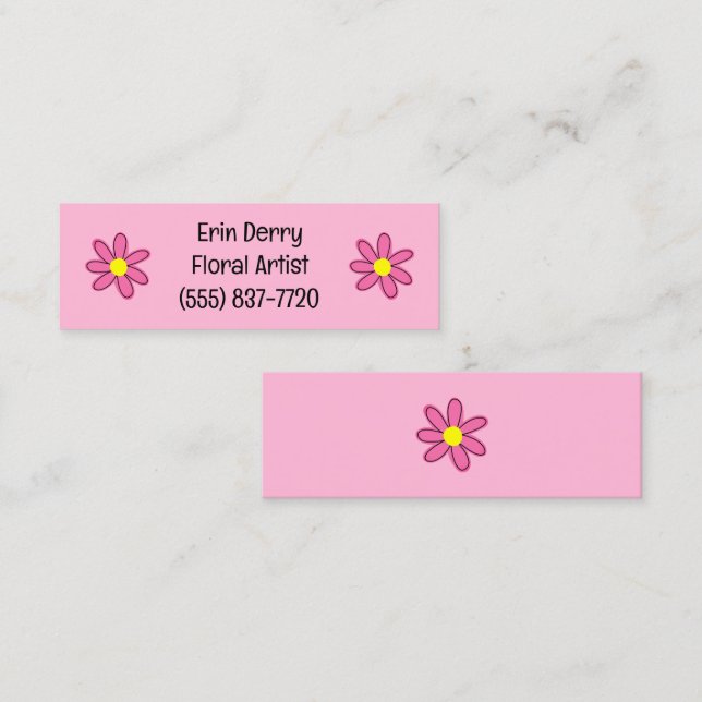 Mini Cartes de visite à fleurs roses (Devant / Derrière)