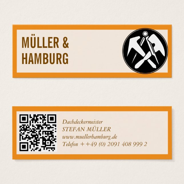Mini cartes de visite couvreur QR Code (Devant & derrière)