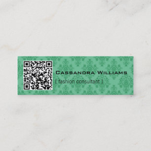 Mini cartes de visite de CODE vert de la damassé