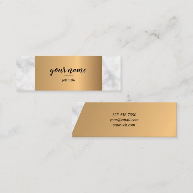 Mini cartes de visite d'or de marbre élégant (Devant / Derrière)